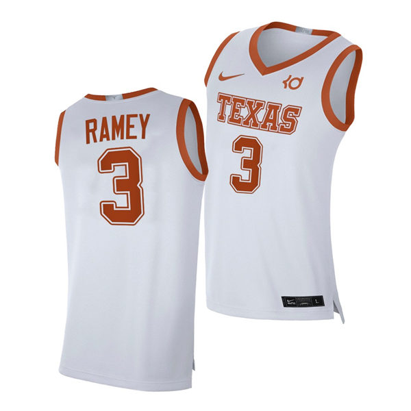 Men's Texas Longhorns #3 Courtney Ramey 2020-21 NIKE White Alumni Basketball Jersey 