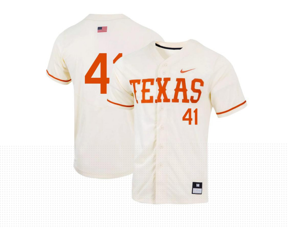 Men's Texas Longhorns #41 Aaron Nixon Nike Natural College Baseball Game Jersey