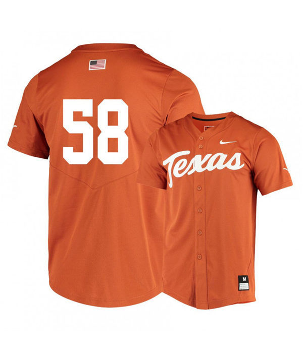 Men's Texas Longhorns #58 Mason Bryant Nike Orange College Baseball Game Jersey 