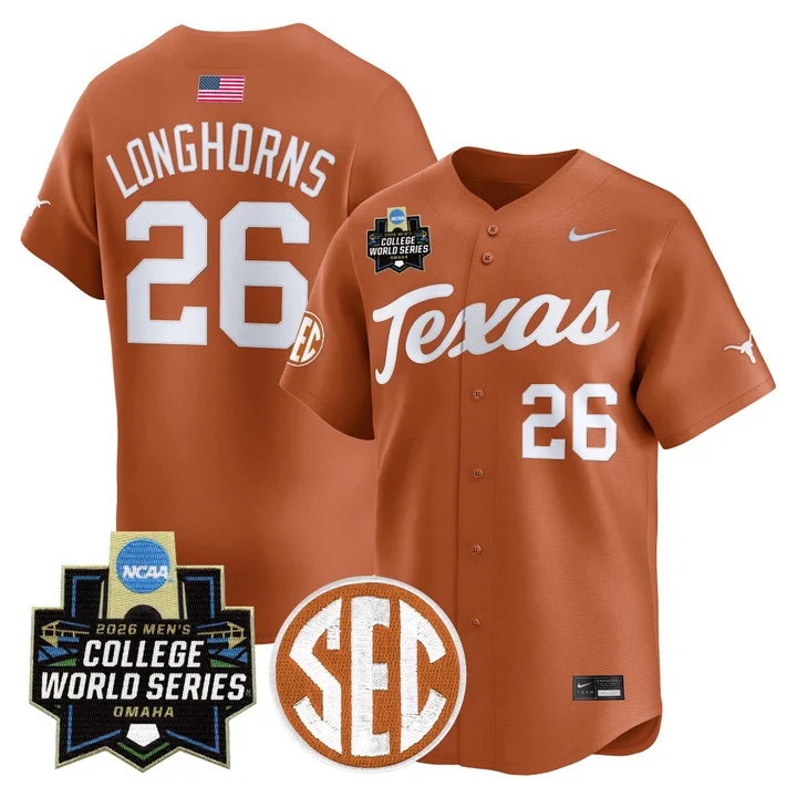 Men's Texas Longhorns 2026 World Series Vapor Premier Limited Jersey #26 LONGHORNS