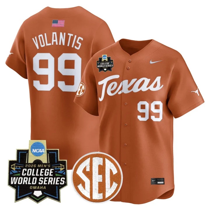 Men's Texas Longhorns 2026 World Series Vapor Premier Limited Jersey #99 DYLAN VOLANTIS