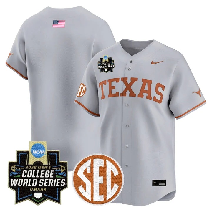 Men's Texas Longhorns 2026 World Series Vapor Premier Limited Jersey GRAY BLANK