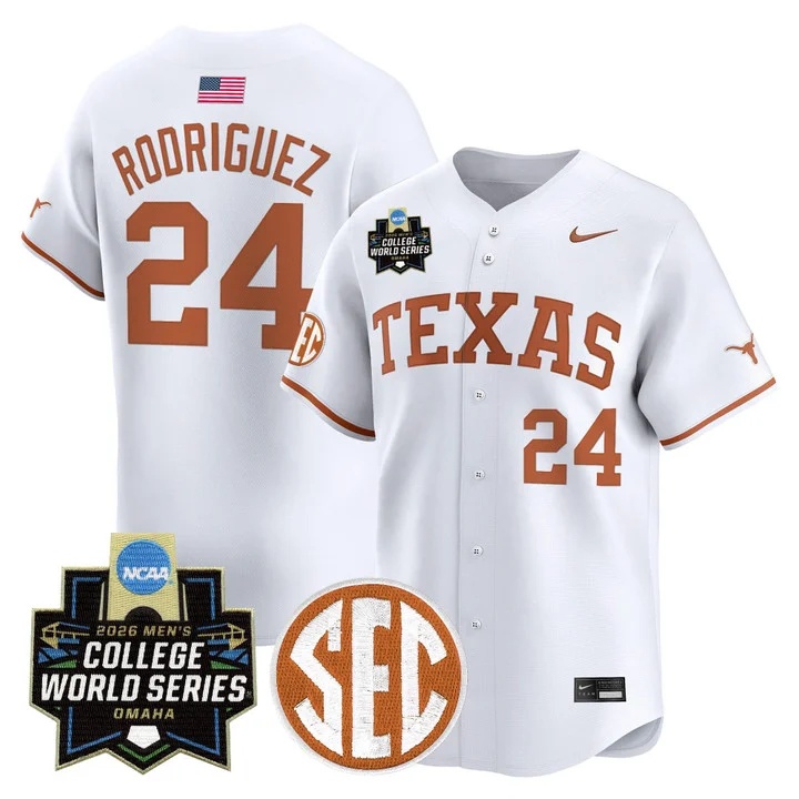 Men's Texas Longhorns 2026 World Series Vapor Premier Limited Jersey WHITE #24 ADRIAN RODRIGUEZ