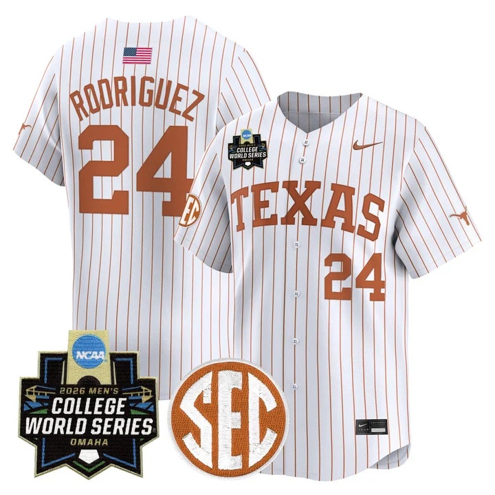 Men's Texas Longhorns 2026 World Series Vapor Premier Limited Jersey WHITE2 #24 ADRIAN RODRIGUEZ