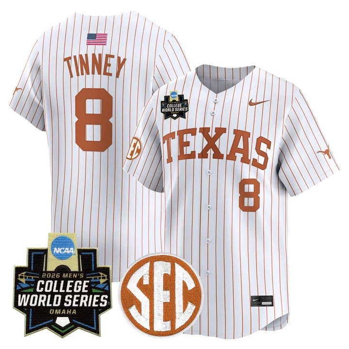 Men's Texas Longhorns 2026 World Series Vapor Premier Limited Jersey WHITE2 #8 CARSON TINNEY
