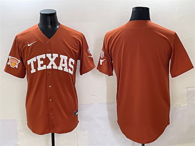 Men's Texas Longhorns Blank Orange 2025 Softball National Champions & SEC Patch Stitched Jersey
