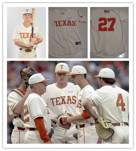 Men's Texas Longhorns Custom Diamonds Nike 2019 Cream College Baseball Jersey