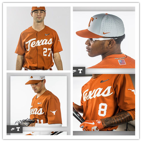Men's Texas Longhorns Custom Diamonds Nike 2019 Orange College Baseball Jersey