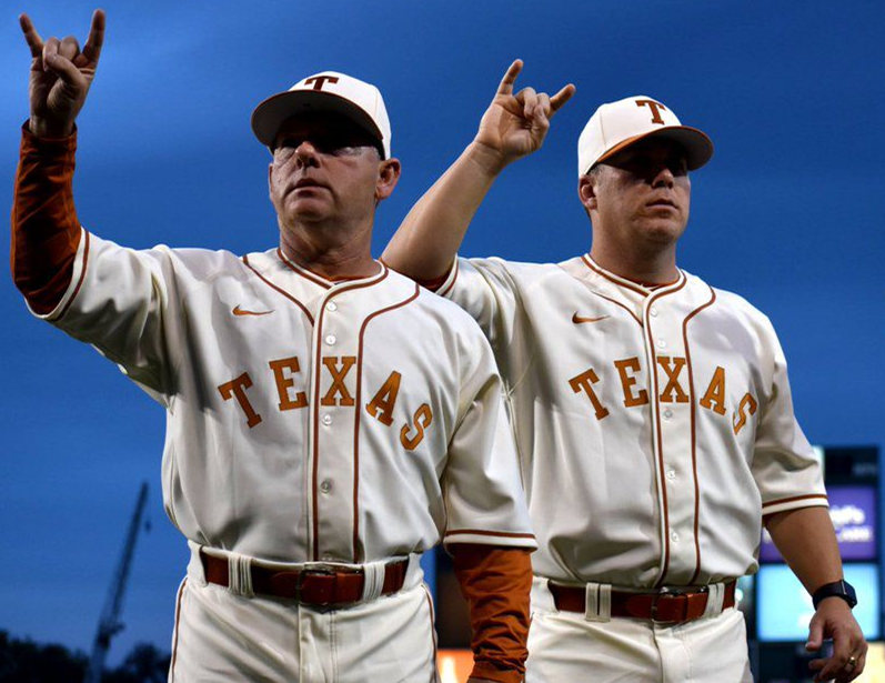 Men's Texas Longhorns Custom Nike Cream College Baseball Jersey