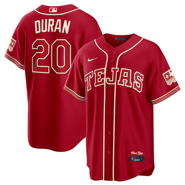Men's Texas Rangers #20 Ezequiel Dur??n Red 2026 City Connect Stadium Stitched Baseball Jersey