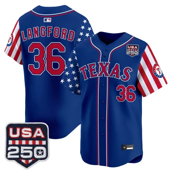 Men's Texas Rangers America 250 Edition Vapor Premier Limited Jersey ROYAL #36 WYATT LANGFORD