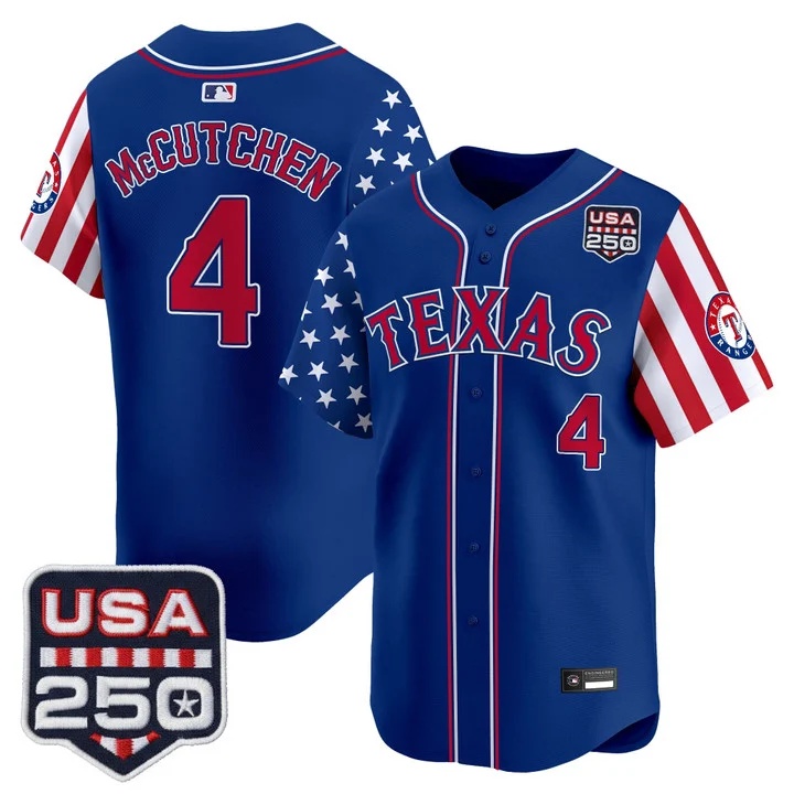 Men's Texas Rangers America 250 Edition Vapor Premier Limited Jersey ROYAL #4 ANDREW MCCUTCHEN