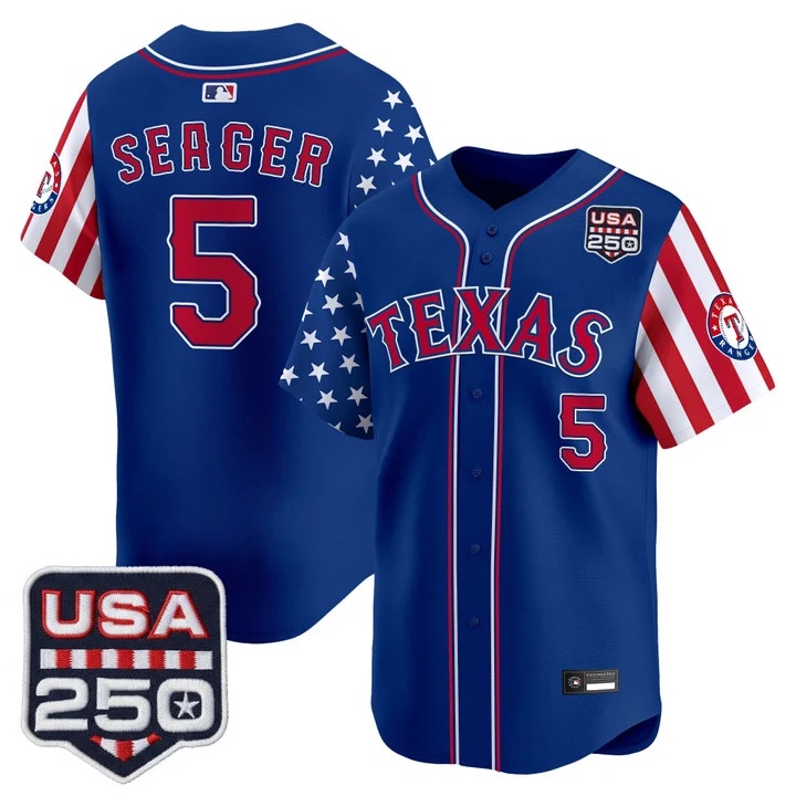 Men's Texas Rangers America 250 Edition Vapor Premier Limited Jersey ROYAL #5 COREY SEAGER