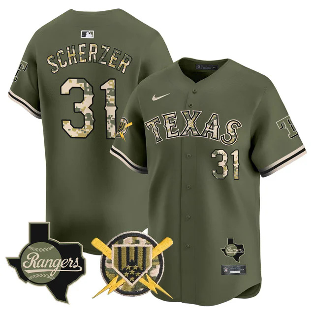 Men's Texas Rangers Armed Forces Day Vapor Premier Limited Jersey #31 MAX SCHERZER.webp