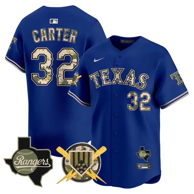 Men's Texas Rangers Armed Forces Day Vapor Premier Limited Jersey ROYAL #32 EVAN CARTER.webp