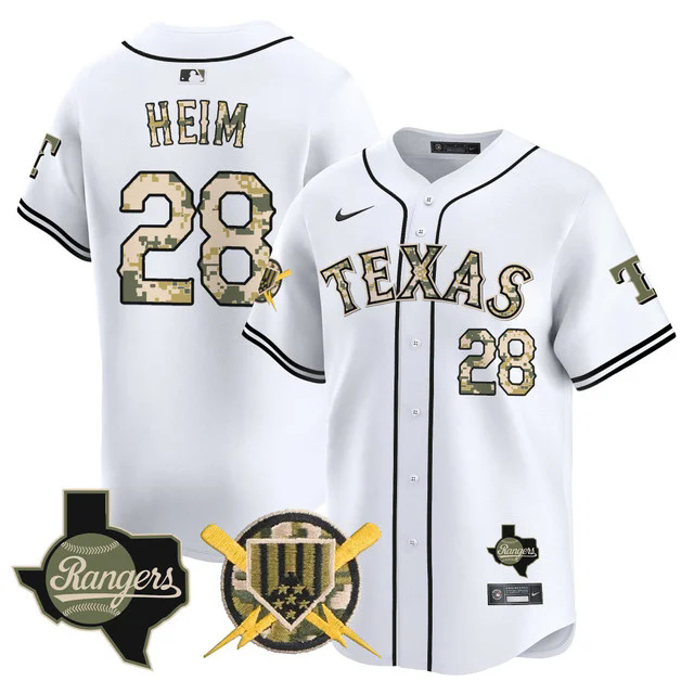 Men's Texas Rangers Armed Forces Day Vapor Premier Limited Jersey WHITE #28 JONAH HEIM.webp