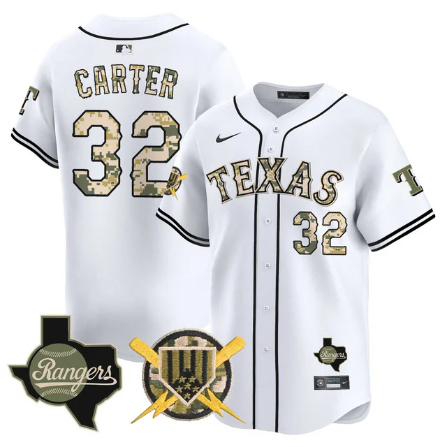 Men's Texas Rangers Armed Forces Day Vapor Premier Limited Jersey WHITE #32 EVAN CARTER.webp