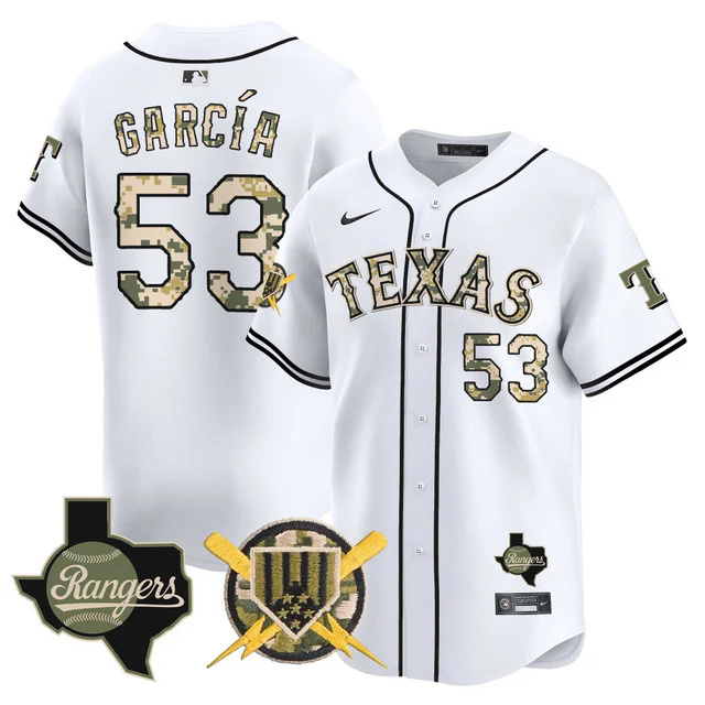 Men's Texas Rangers Armed Forces Day Vapor Premier Limited Jersey WHITE #53 ADOLIS GARCIA.webp