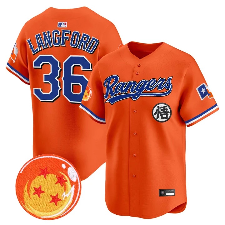 Men's Texas Rangers x Dragon Ball Vapor Premier Limited Jersey #36 WYATT LANGFORD