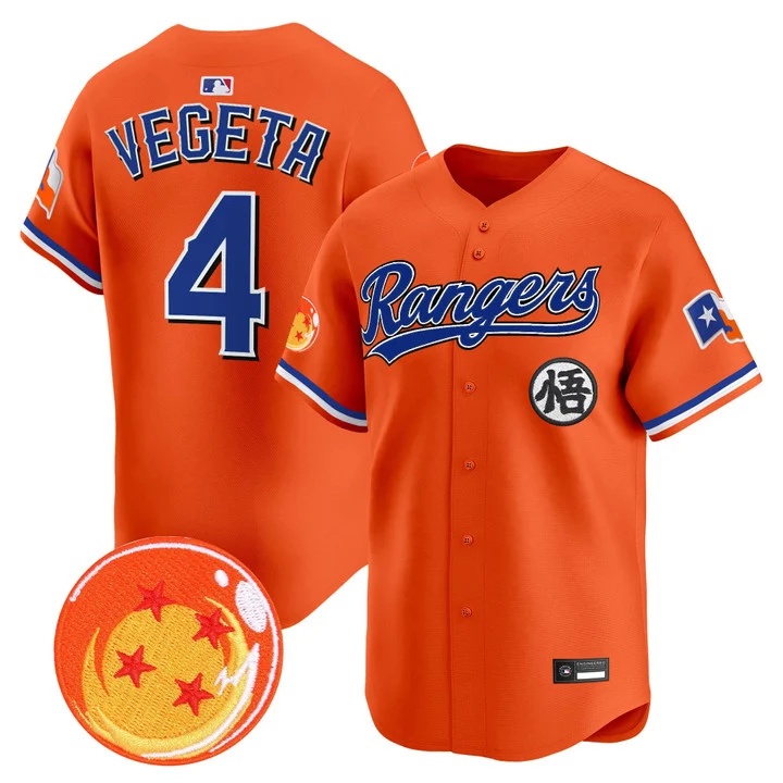 Men's Texas Rangers x Dragon Ball Vapor Premier Limited Jersey #4 VEGETA