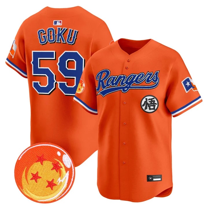 Men's Texas Rangers x Dragon Ball Vapor Premier Limited Jersey #59 SON GOKU