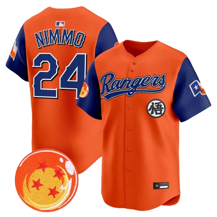 Men's Texas Rangers x Dragon Ball Vapor Premier Limited Jersey ALTERNATE #24 BRANDON NIMMO