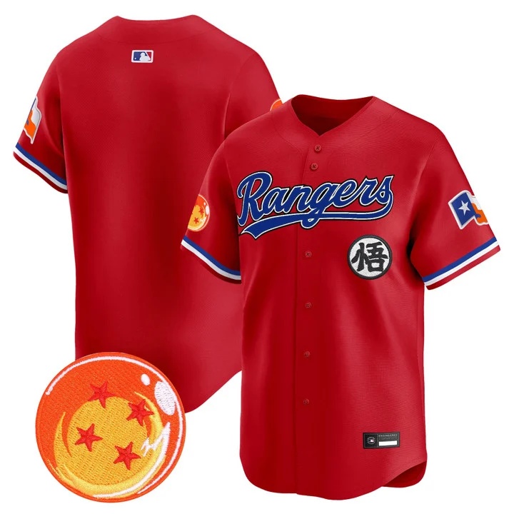Men's Texas Rangers x Dragon Ball Vapor Premier Limited Jersey RED BLANK