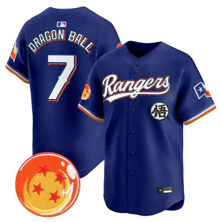 Men's Texas Rangers x Dragon Ball Vapor Premier Limited Jersey ROYAL #7 DRAGON BALL
