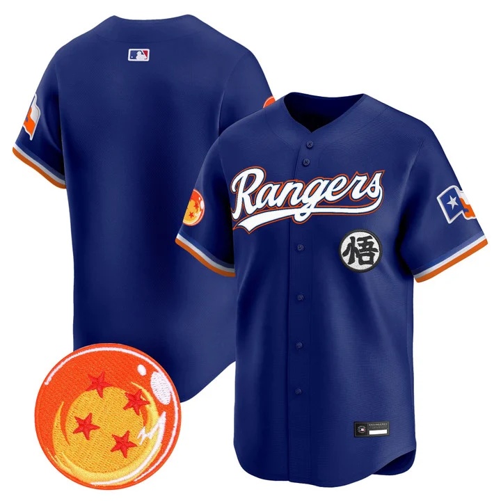 Men's Texas Rangers x Dragon Ball Vapor Premier Limited Jersey ROYAL BLANK