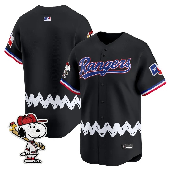 Men's Texas Rangers x Peanuts Vapor Premier Limited Jersey BLACK BLANK