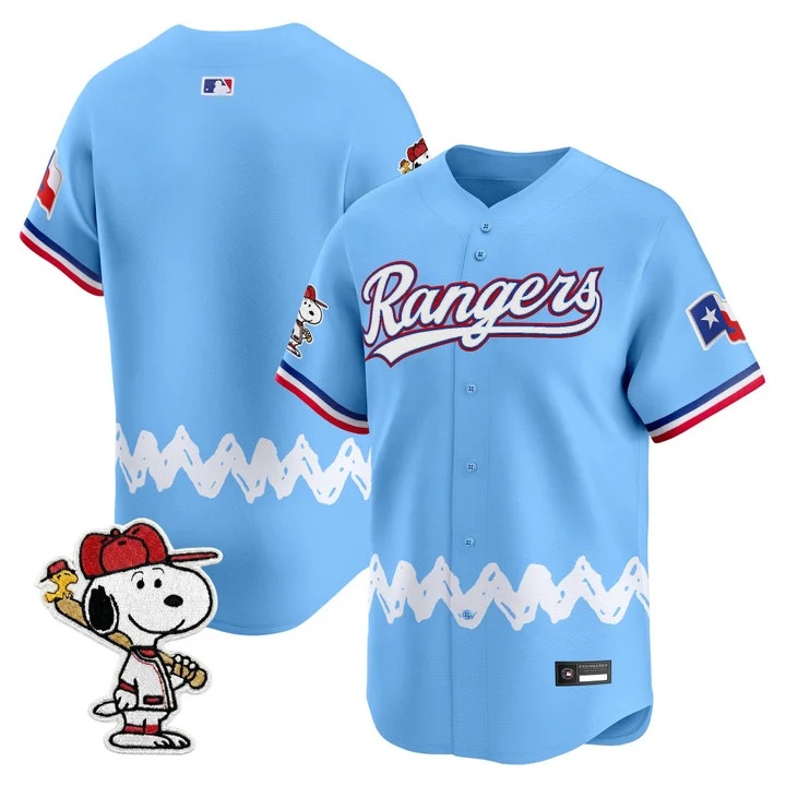 Men's Texas Rangers x Peanuts Vapor Premier Limited Jersey BLUE BLANK