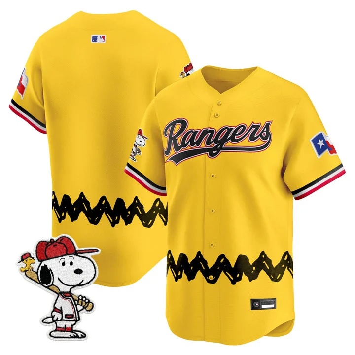 Men's Texas Rangers x Peanuts Vapor Premier Limited Jersey GOLD BLANK