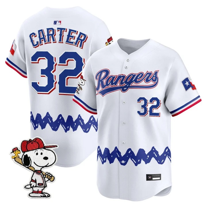 Men's Texas Rangers x Peanuts Vapor Premier Limited Jersey WHITE#32 EVAN CARTER
