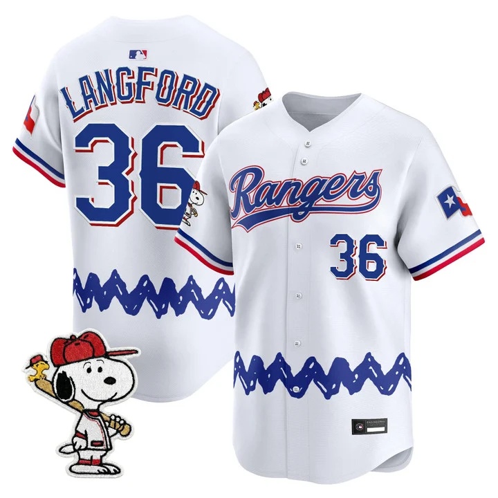 Men's Texas Rangers x Peanuts Vapor Premier Limited Jersey WHITE#36 WYATT LANGFORD