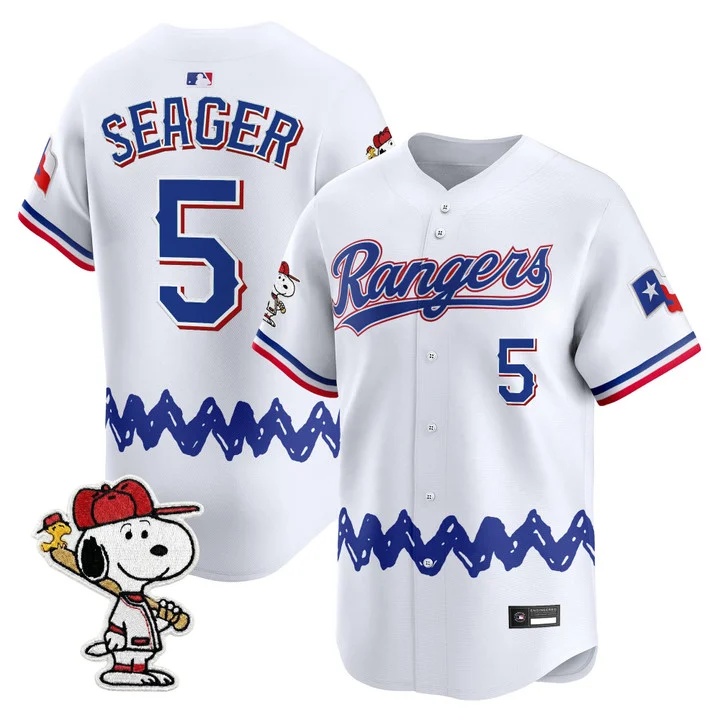 Men's Texas Rangers x Peanuts Vapor Premier Limited Jersey WHITE#5 COREY SEAGER