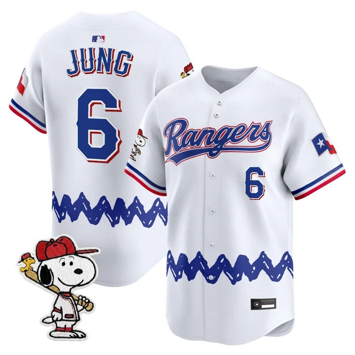 Men's Texas Rangers x Peanuts Vapor Premier Limited Jersey WHITE#6 JOSH JUNG