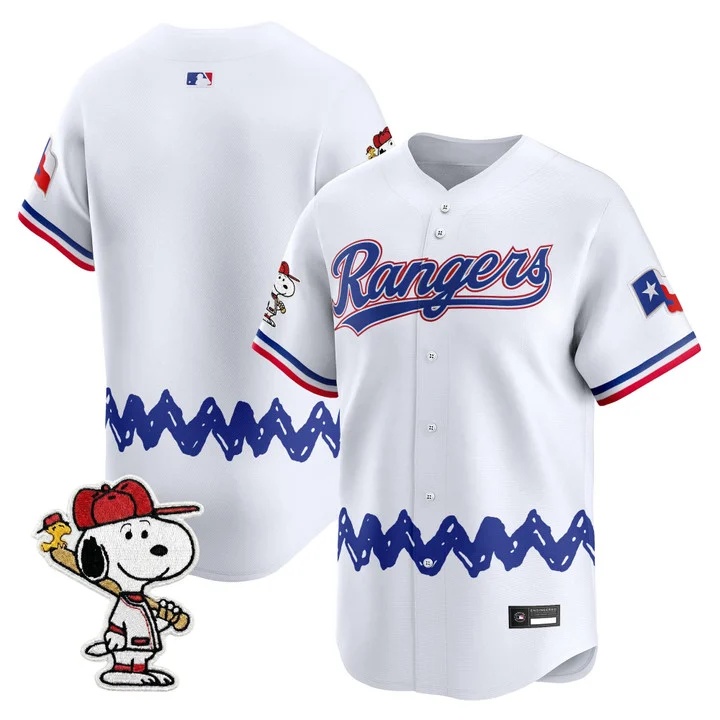 Men's Texas Rangers x Peanuts Vapor Premier Limited Jersey WHITE BLANK