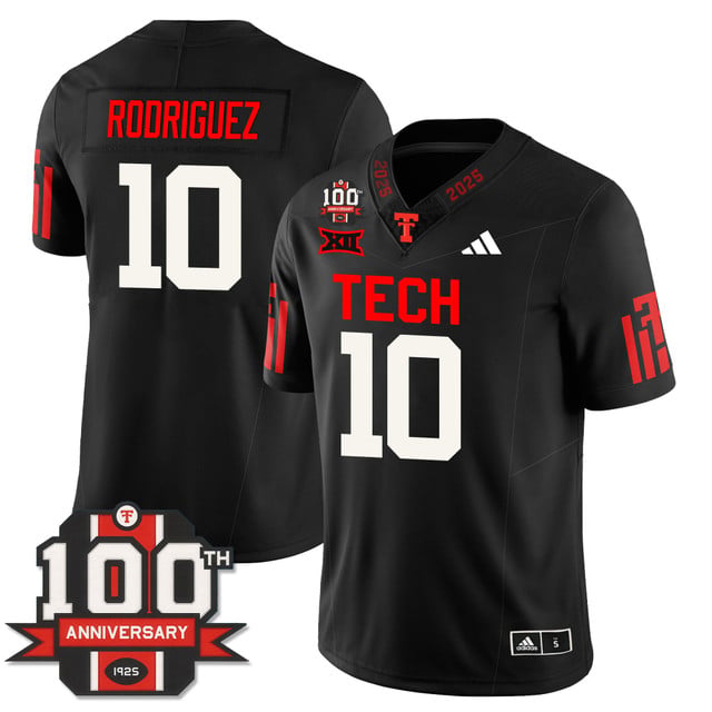 Men's Texas Tech Football 100th Anniversary Jersey #10 Jacob Rodriguez