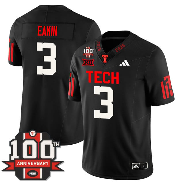 Men's Texas Tech Football 100th Anniversary Jersey #3 Coy Eakin
