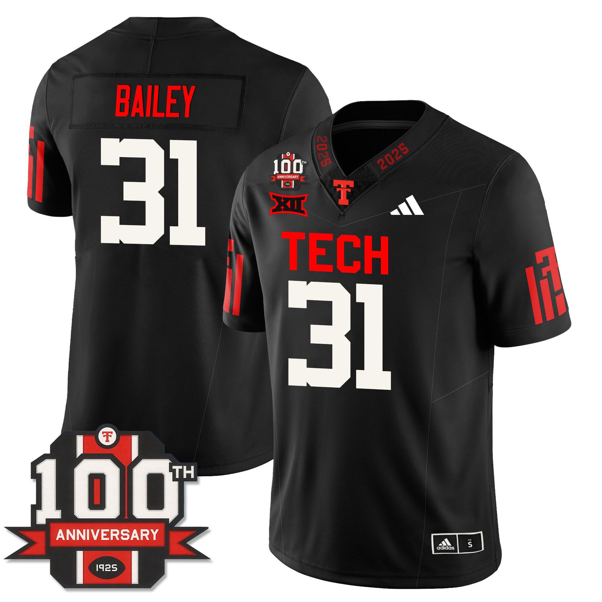Men's Texas Tech Football 100th Anniversary Jersey #31 David Bailey