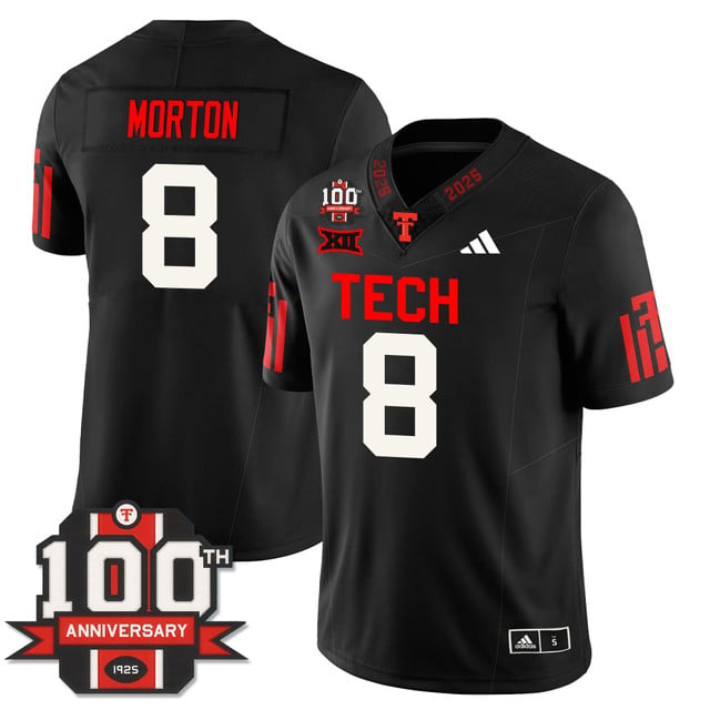 Men's Texas Tech Football 100th Anniversary Jersey #8 Behren Morton