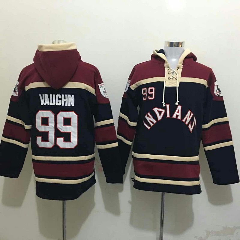 Men's The Major League Movie Cleveland Indians #99 Rick Vaughn Navy Blue Baseball Hoodie