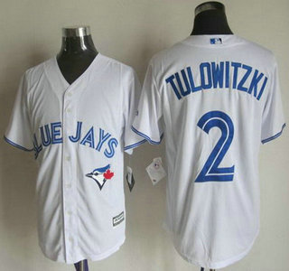 Men's Toronto Blue Jays #2 Troy Tulowitzki Home White 2015 MLB Cool Base Jersey的副本
