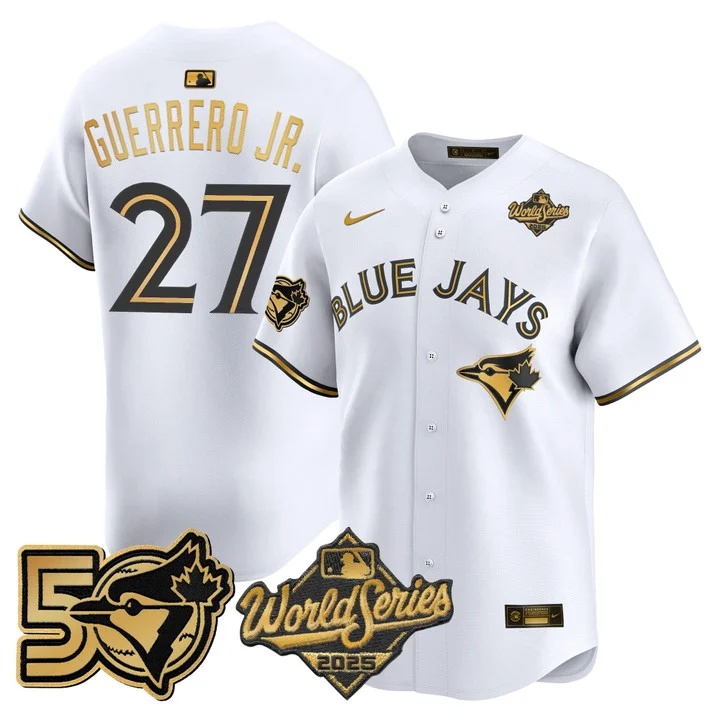 Men's Toronto Blue Jays 2025 World Series Vapor Premier Limited Jersey - 50 Seasons Patch #27 VLADIMIR GUERRERO JR.