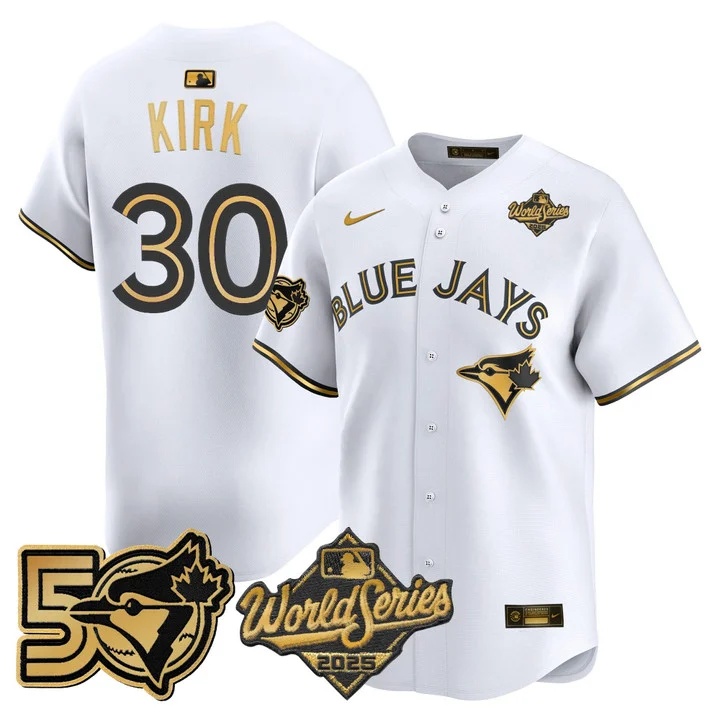 Men's Toronto Blue Jays 2025 World Series Vapor Premier Limited Jersey - 50 Seasons Patch #30 ALEJANDRO KIRK