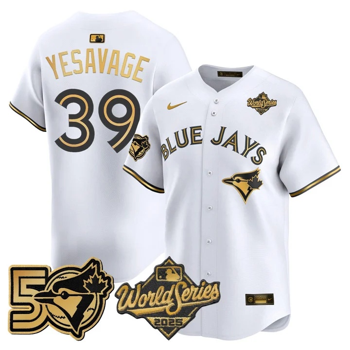 Men's Toronto Blue Jays 2025 World Series Vapor Premier Limited Jersey - 50 Seasons Patch #39 TREY YESAVAGE