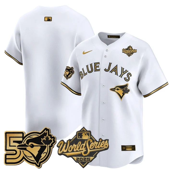 Men's Toronto Blue Jays 2025 World Series Vapor Premier Limited Jersey - 50 Seasons Patch BLANK