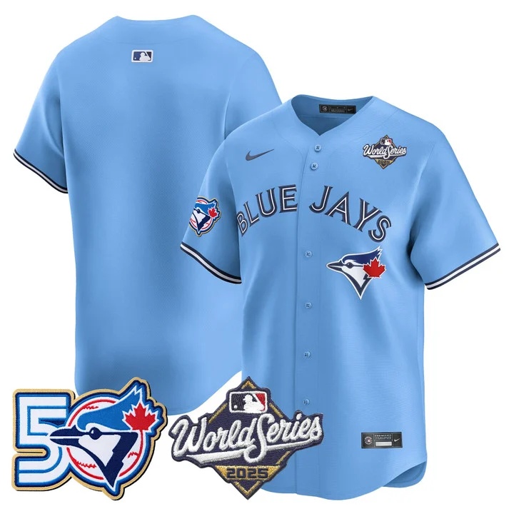 Men's Toronto Blue Jays 2025 World Series Vapor Premier Limited Jersey - 50 Seasons Patch BLUE BLANK