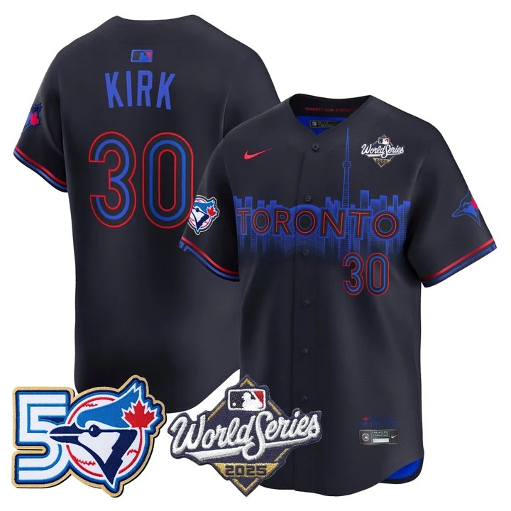 Men's Toronto Blue Jays 2025 World Series Vapor Premier Limited Jersey - 50 Seasons Patch CITY CONNECT #30 ALEJANDRO KIRK