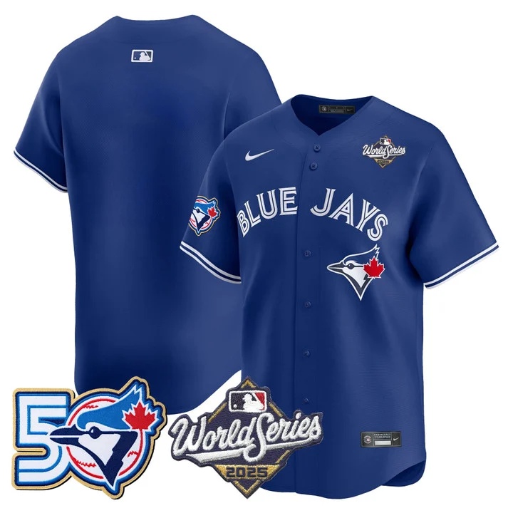Men's Toronto Blue Jays 2025 World Series Vapor Premier Limited Jersey - 50 Seasons Patch ROYAL BLANK